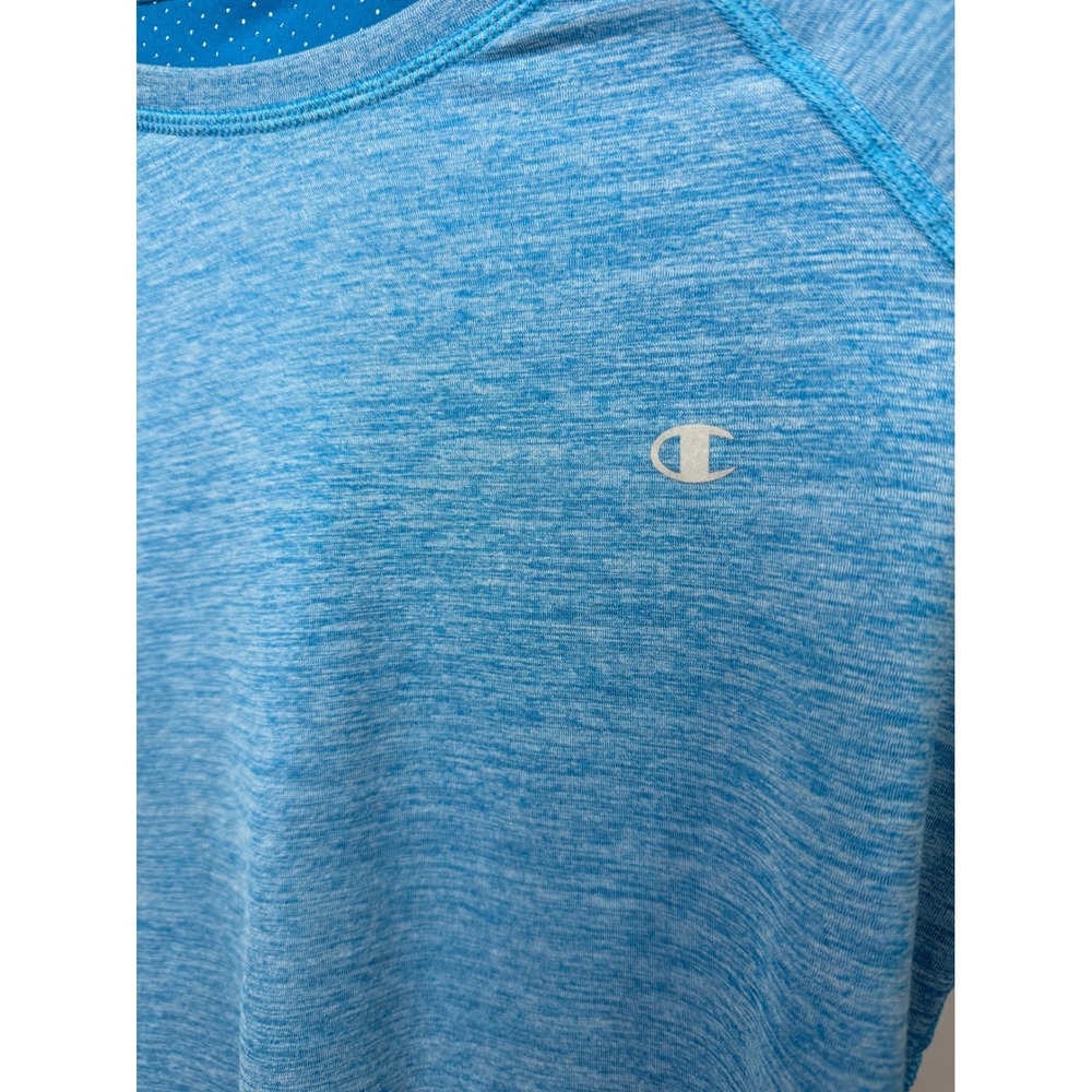 Champion Vapor Womens Blue Heathered Mesh Back Long Sleeve Athletic Top Small - Picture 2 of 10